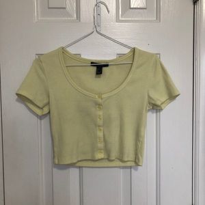 Forever 21 yellow button down crop top